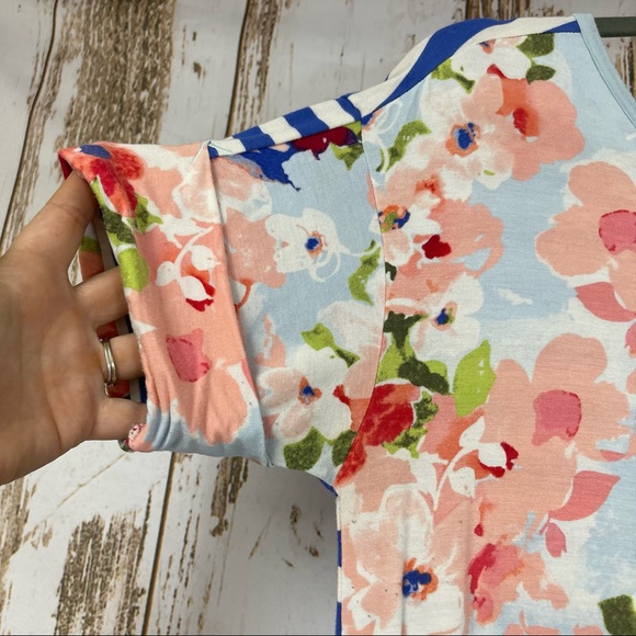 Matilda Jane, Floral and Stripes, Scoop Back Shirt. Size Medium. Excellent cond! - Picture 3 of 7